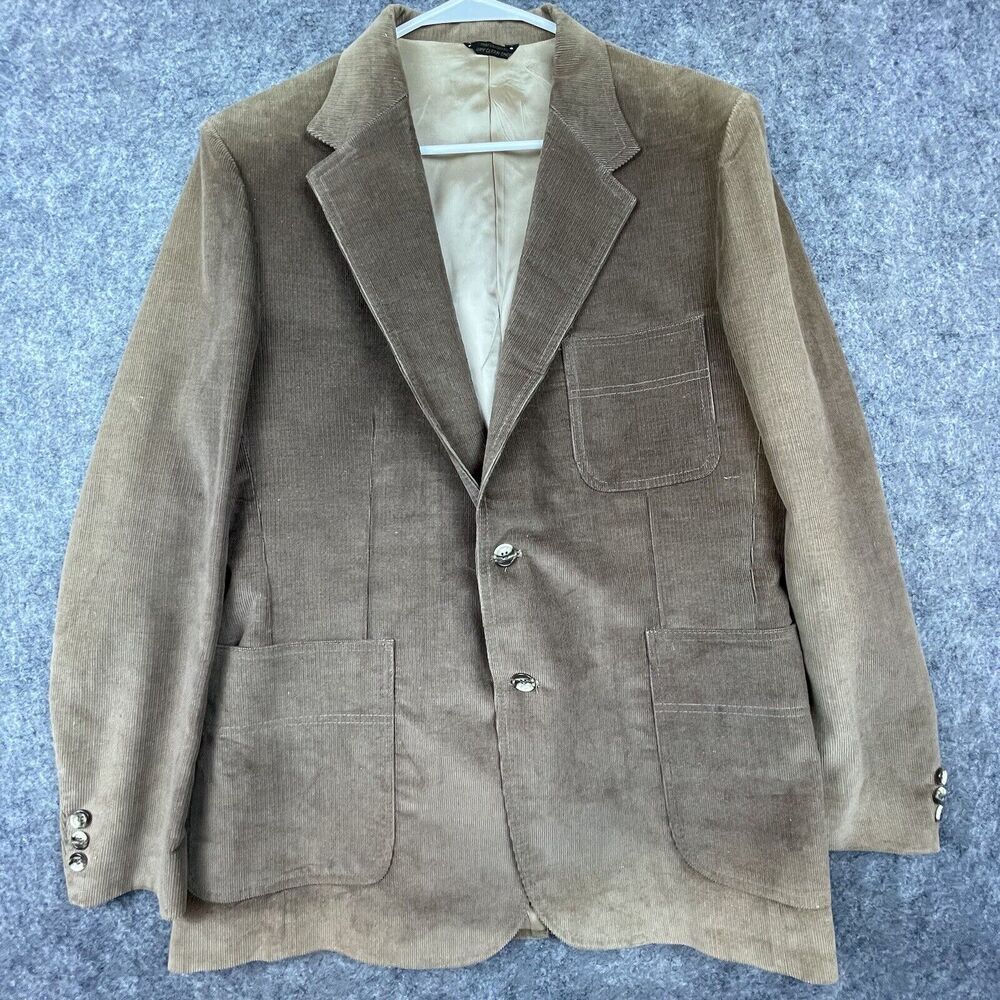 Vintage Levis Wildfire Blazer Mens‎ 44R Brown Corduroy Sport Coat Jacket 70s